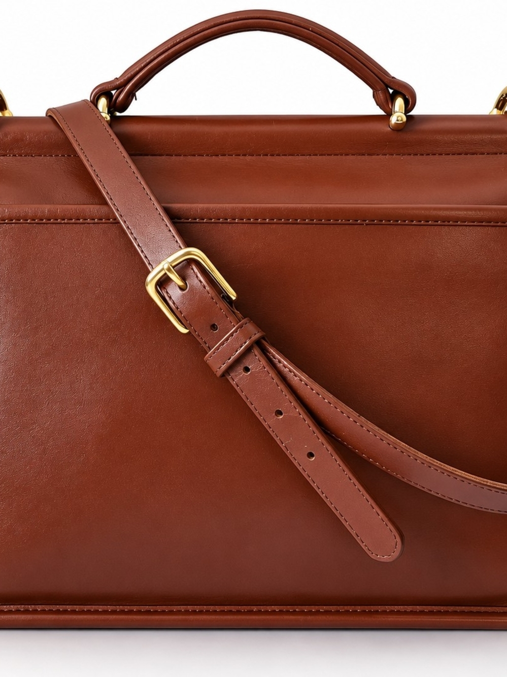 Vintage Coach British Tan Glove-tanned Leather Satchel Brass Hardware USA Made - Picture 10 of 15